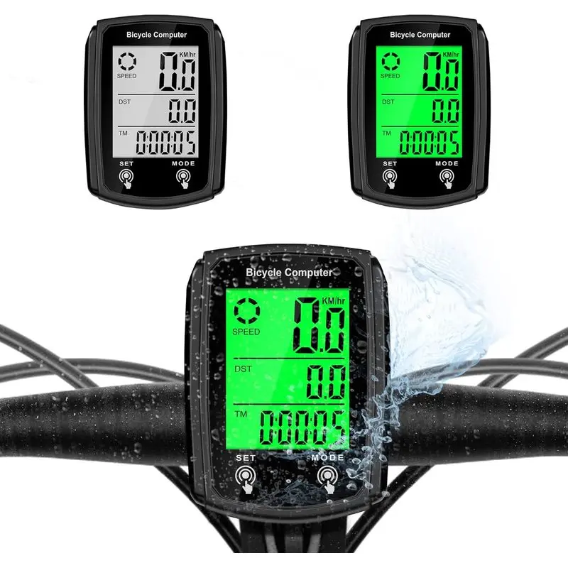 Outdoor sports Bike Computer and Bicycle Odometer Wired MPH KM/H Bike Speedometer with Automatic Wake-Up Cycling Speed Tracker LCD Display & Single Mileage & Multi-Functions Accessories