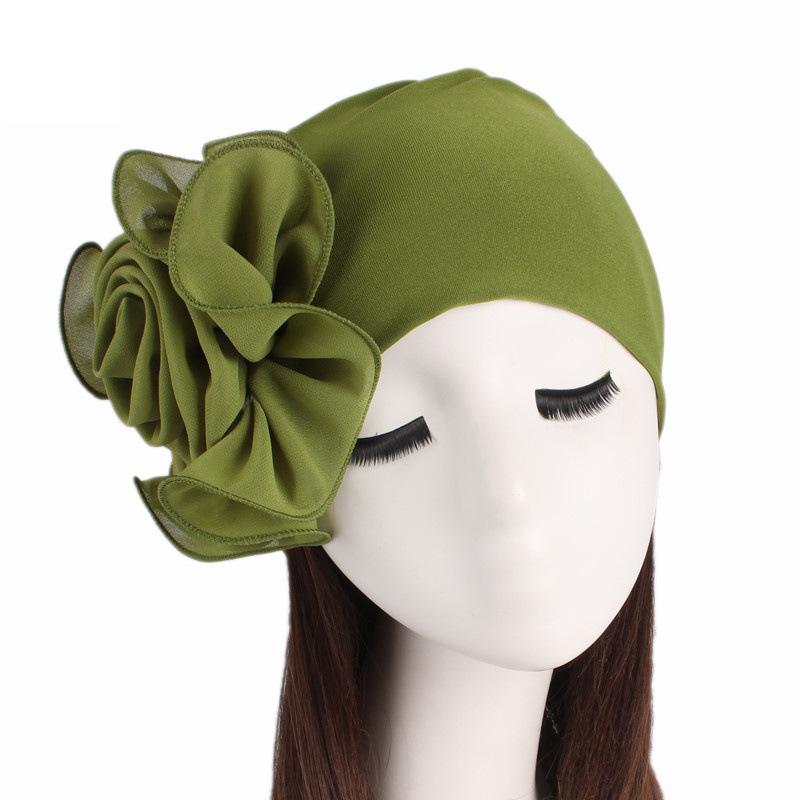Double Layer Big Flower Turban Hat, Ethnic African Hair Bonnet