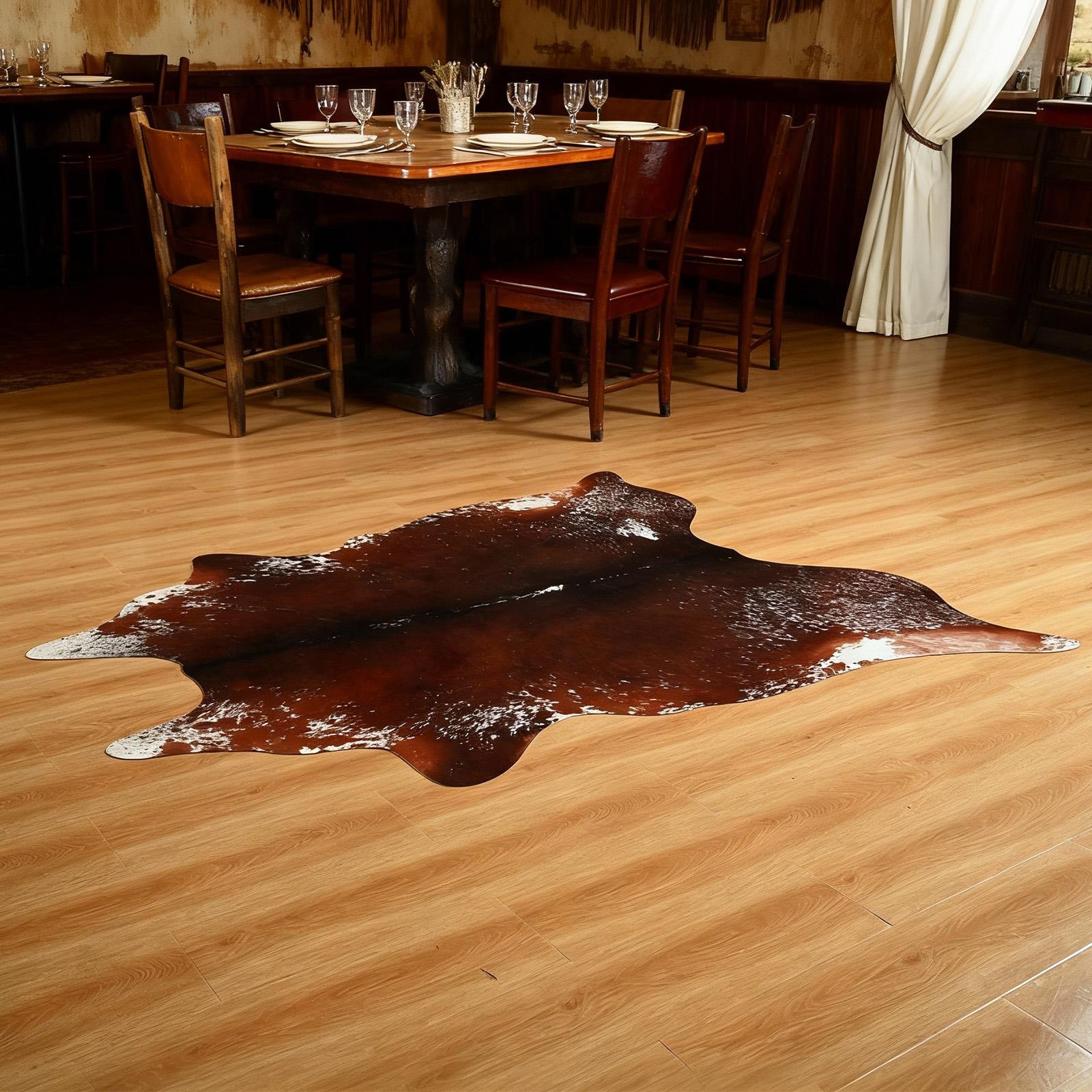 High-grade Faux Cowhide Carpet with Anti-slip Backing for Easy Cleaning Low Pile Rug for Living Room Bedroom Room Decoration Home Decor Polyester Style Western