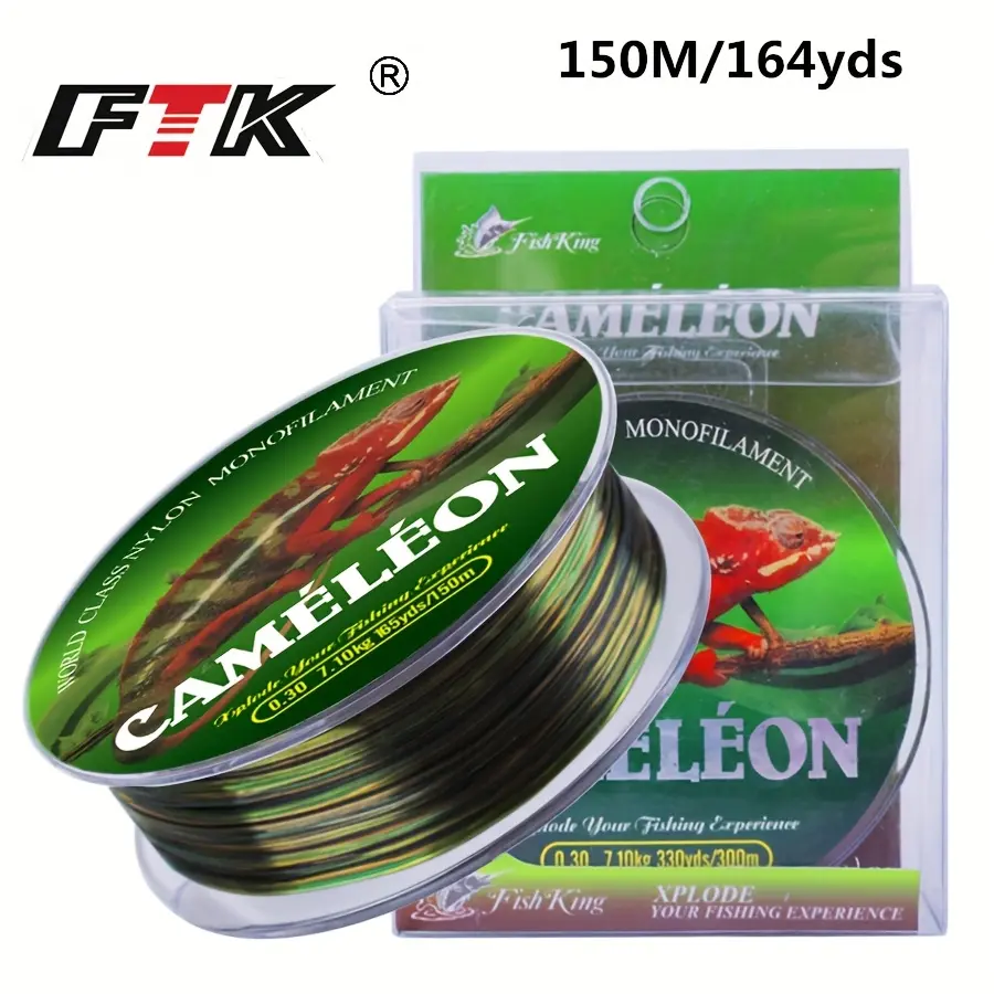 FTK150m/164yd High-quality Single Fiber Fishing Line Fluorocarbon Coated Fishing Line, Disguised Color Changing Fishing Line, Used For Carp Fishing, Throwing, Freshwater, Various Sizes