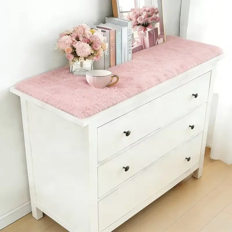 Long Plush Table Mat, Luxury Plush Table Pad for Entryway Counter, Cozy Mat, Soft and Stylish, 15.75x39.37 Inches, Perfect for Home Decor