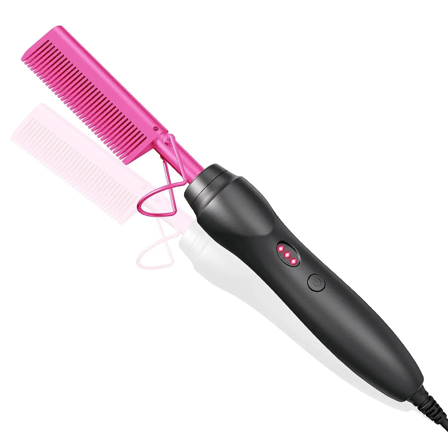 Hot Comb Hair Straightener Pressing Combs - Ceramic Electric Hair Straightening Comb, Curling Iron for Natural Black Hair Beard Wigs Holiday Gift - PinkGift.