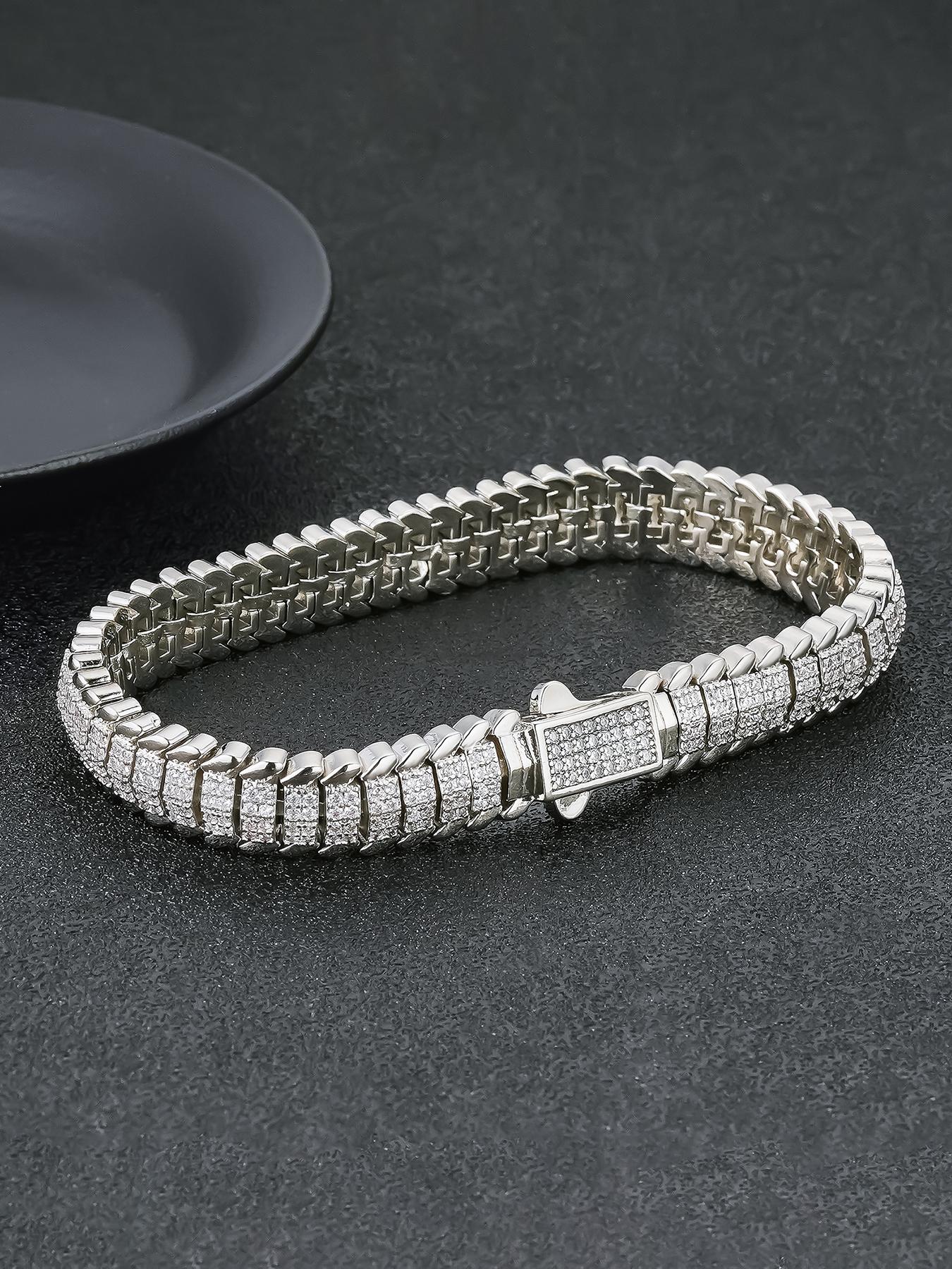 ICED CHICS 9mm Unisex's Cool Fashionable Snake Bone Polygonal Hip-hop High Quality Bracelet, Luxurious Sparkling Synthetic Gemstones Bracelet for All Occasions