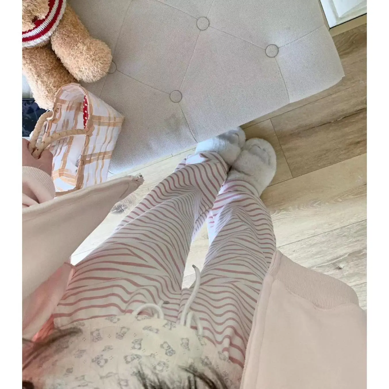 Cute Striped Pants Women Kawaii Sweet Harajuku Fleece Sports Korean Fashion Sweatpants Girly Basic Cartoon Japanese Trousers