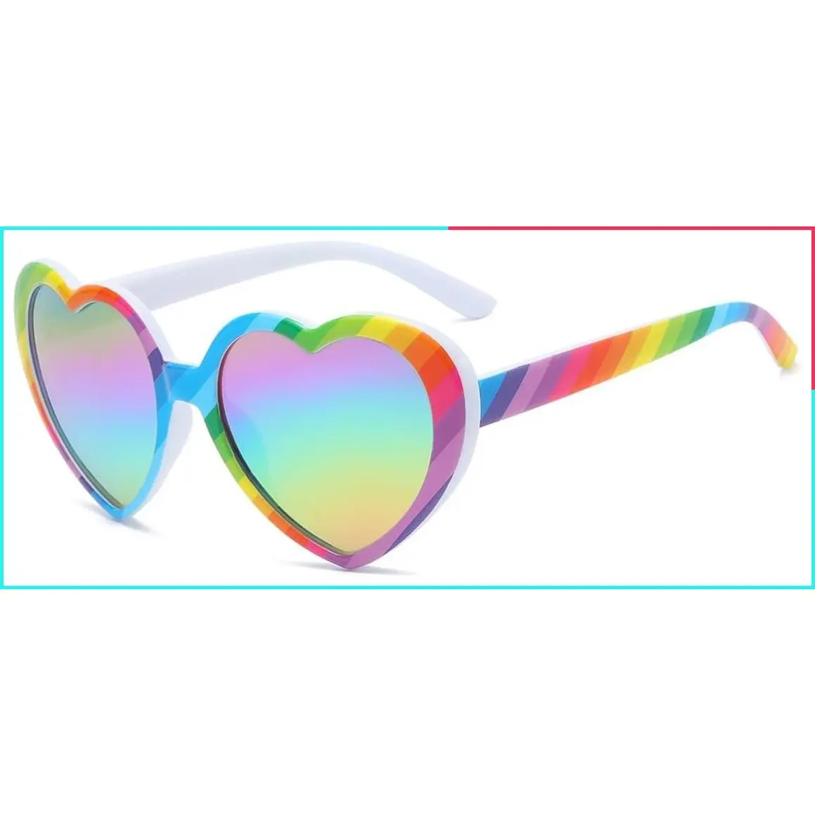 Polarized Rainbow Heart Sunglasses for Women Trendy Fashion Pride Accessories