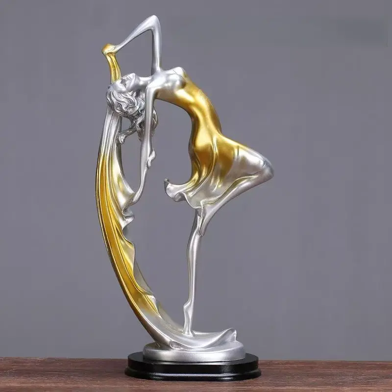 Nordic Resin Dance Girl Decorative Figurine, Gold and Blue Color Options, Ideal for Living Room, TV Cabinet, Bookshelf, Moving Gift, Dance Lover Gift