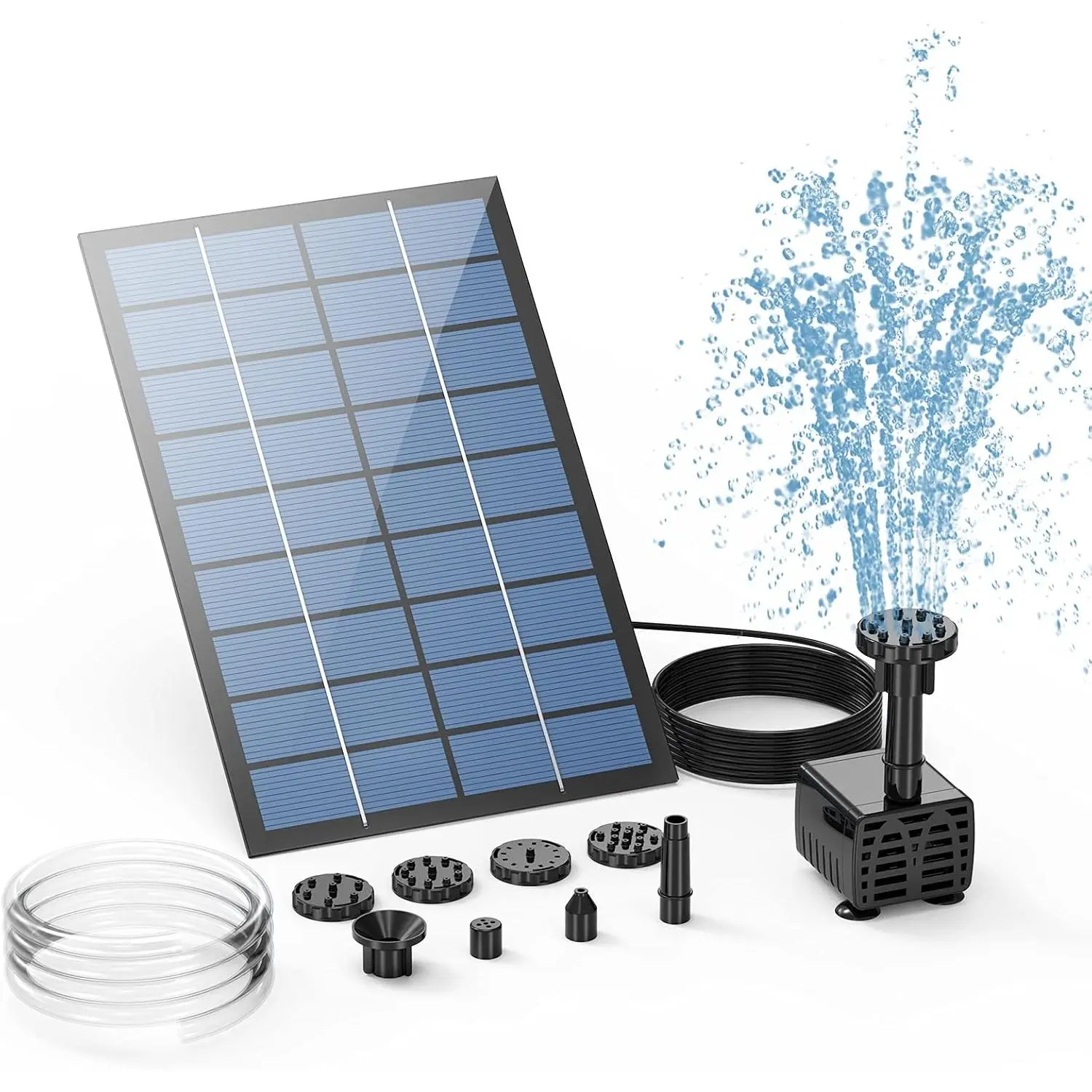 2.5W DIY Solar Water Pump with 6 Nozzles & 4ft Water Tubing | Solar Fountain Pump for Bird Baths, Garden Ponds, Fish Tanks, and Outdoor Yard Features – Easy Setup