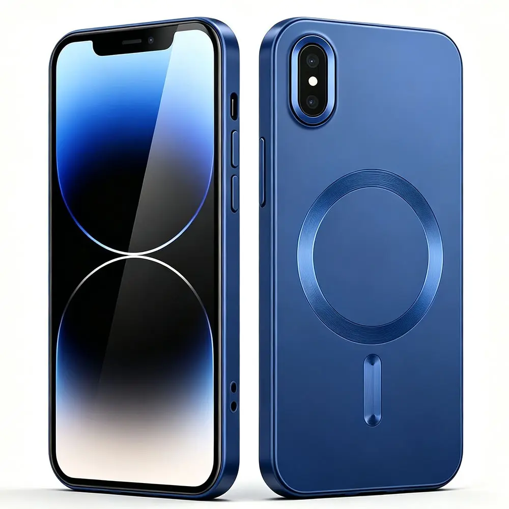 Magnetic for iPhone X XS XR XS MAX Case Phone Cover with Camera Lens Protector Slim Shockproof Protective Bumper Metallic Lustre Cellphone