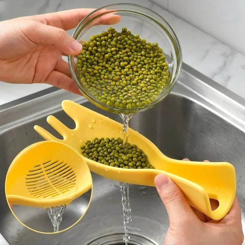 Innovative Silicone Colander Spoon, Multi-Functional Kitchen Tool, Food Colander Kitchenware, Rice Washer, Vegetable and Fruit Strainer, Home & Restaurant Use, Household Kitchen Supplies