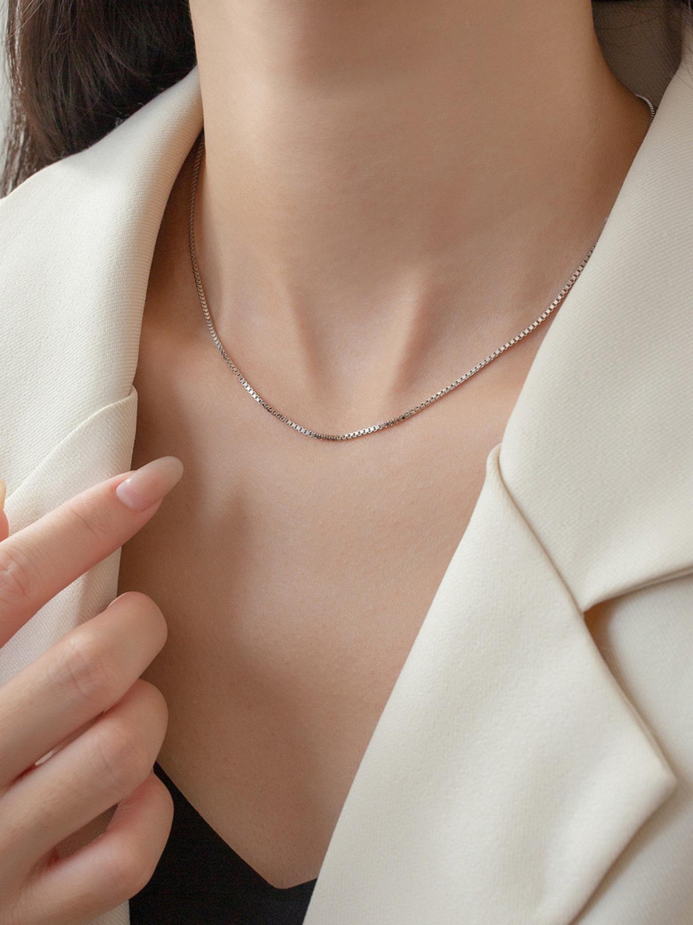 S925 Sterling Silver Minimalist Chain Necklace, Daily Wear Necklace, Fashionable Necklace for Women & Men, Trendy All-match & Exquisite Jewelry for Birthday Gift