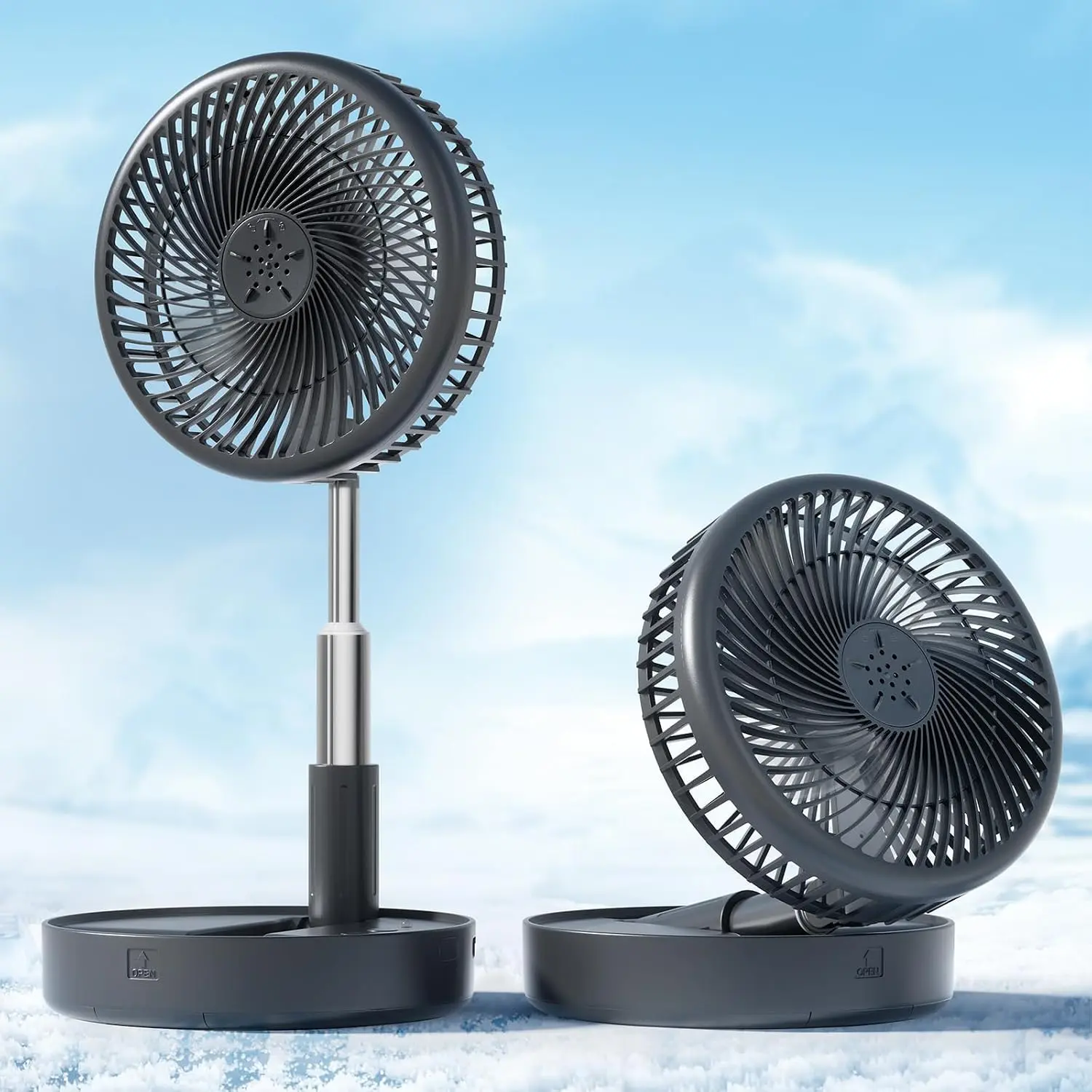 Portable Rechargeable Fan, 7200mAh  Operated Fan with Remote | Foldable ,6-21H, 4 Speed Settings, Floor Table Desk Fan for Travel Camping Cruise Bedroom, Black 7.7"