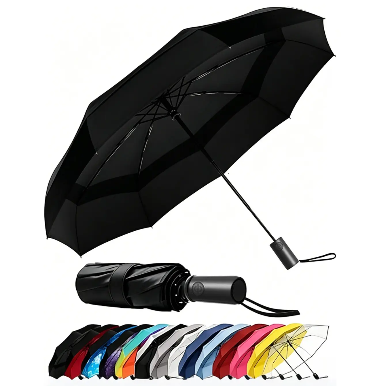 Hurricane-Resistant Automatic Folding Umbrella, Compact Design, Ergonomic Handle, Portable Outdoor Umbrella, Sun Umbrella, UV Protection, Gift Idea, Foldable Umbrella, Outside Umbrella