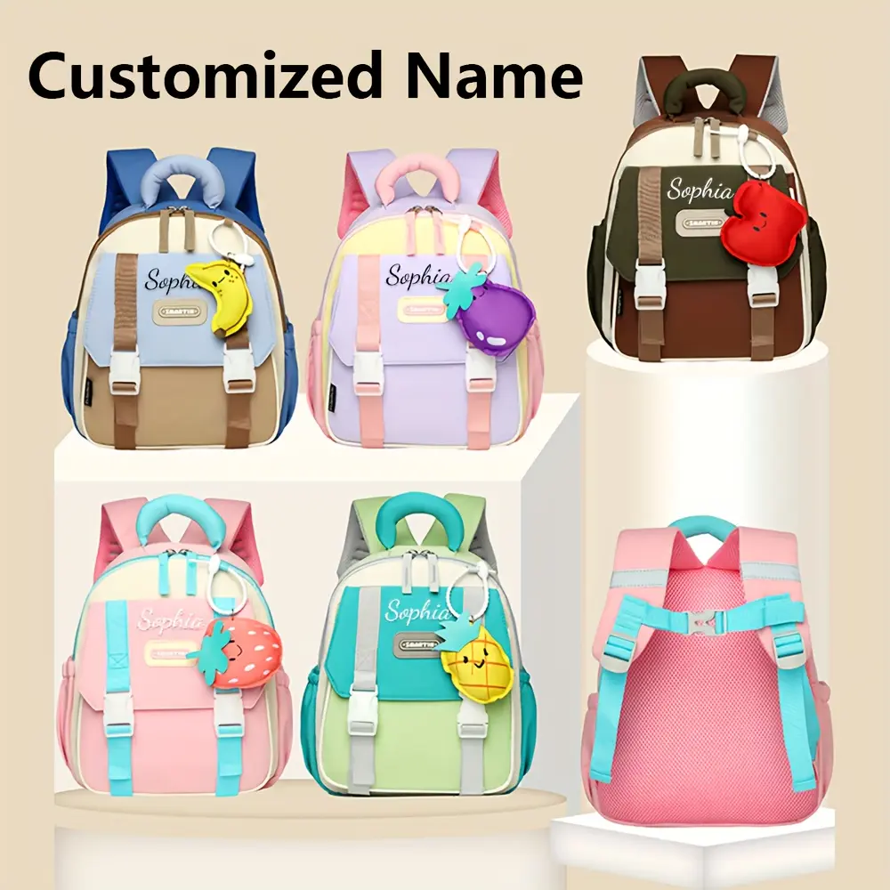 Children's cute macaron fruit pendant casual backpack, outdoor travel backpack, perfect for birthdays, back-to-school, Christmas, and New Year gifts, suitable for daily travel, school, and vacations