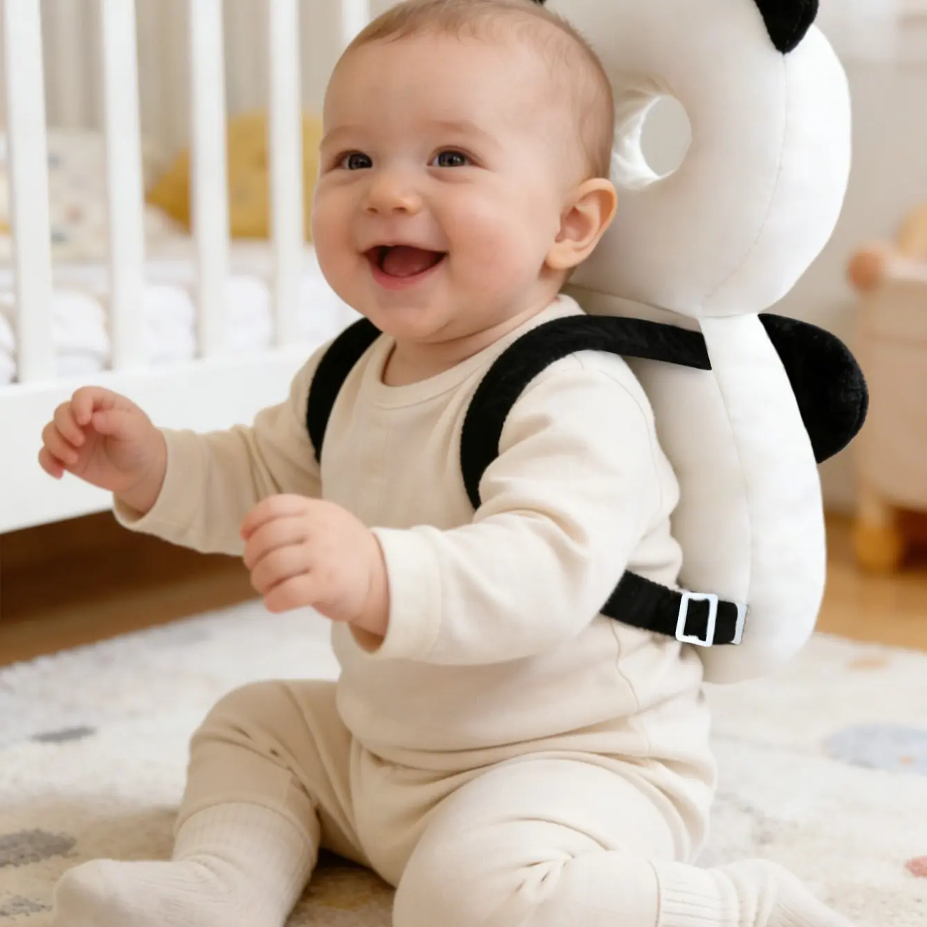 Cute Baby Fall Protection Backpack Pillow, Breathable and Supportive Head Protector for Newborn 0-3 Year Olds, Daily Use Safety Gear