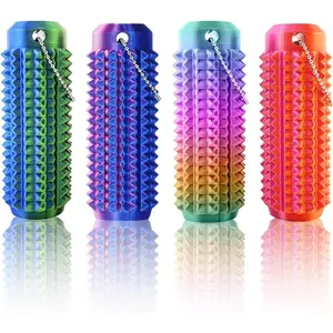 Little Pain Ouchies Fidget (4PCS), Pain Stim Fidget Toy for Adults & Teens, 3D Printed Spiky Grippie Stim Keychain, Sensory Toy for Stress Relief & Focus, Office Workers Novelty Gifts for Men (Laser)