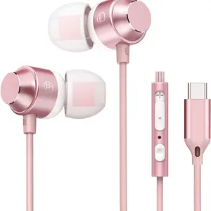 Wired In-Ear Headphones with Microphone, Low Latency, USB-C Interface, Ideal for Gaming and Music, Compatible with Samsung Galaxy, iPhone