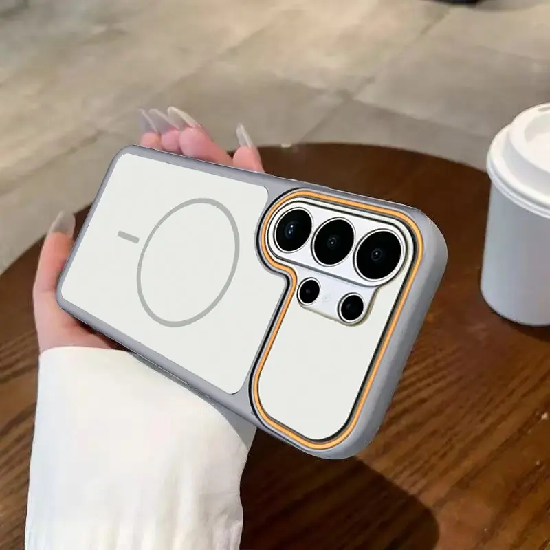 Half-Transparent Matte Magnetic Phone Case for Samsung S24/s25/s26, Full Coverage Lens, Wireless Charging, Anti-Drop, Unisex Protective Cover, Phone Accessory