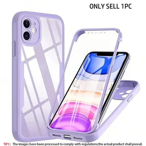 2 in 1 Full Body Protective Case with Front Screen Protector, Soft TPU Bumper + Hard PC Back Cover, Compatible with Apple Smartphone 17 16/15/14/13/12/11 Pro Max/Plus,