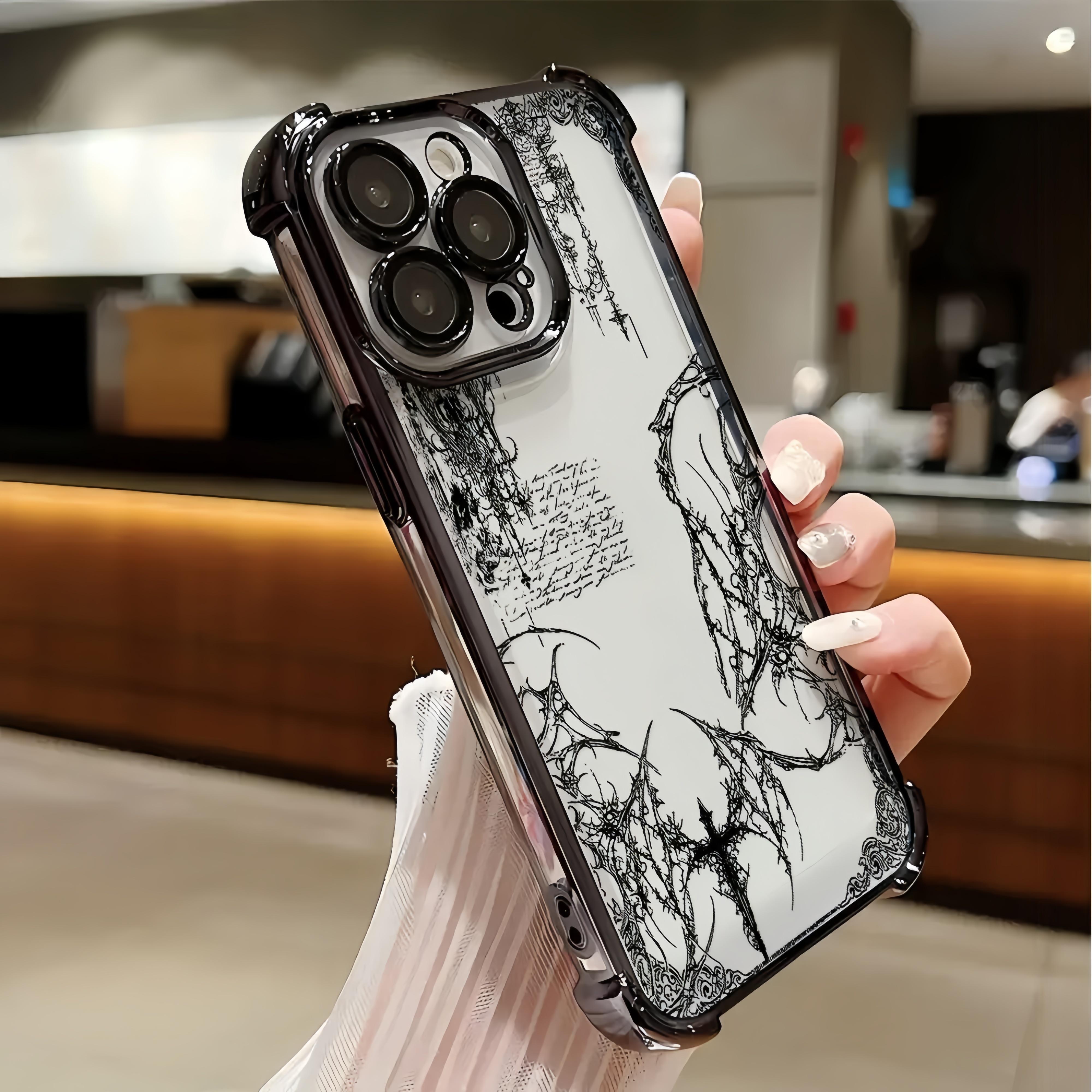 Fashion Art Y2k Retro Gothic Style Protective Phone Case for iPhone 17 16 15 14 13 12 11 Pro Max Air X XSMAX Plus Anti Fall Transparent Soft Back Cover