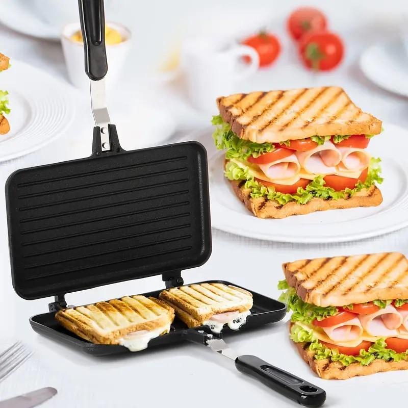 Non-stick Sandwich Press, Sandwich Toaster, 1 Count Double-sided Heat-resistant Handle Sandwich Baking Pan, Kitchen Appliances, Multi-functional Breakfast Pan for Home & Outdoor, Sandwich Maker