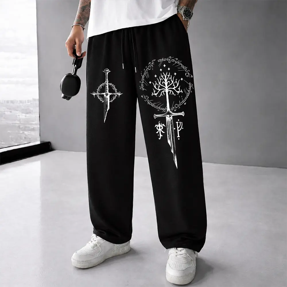 [Vtg90s] Men’s Baggy Sweatpants Wide Leg Jogger Pants Casual Lounge Pants Oversized Sweatpants Streetwear Outfits Men Loose Fit Drawstring Pants Vacation Outfits Men