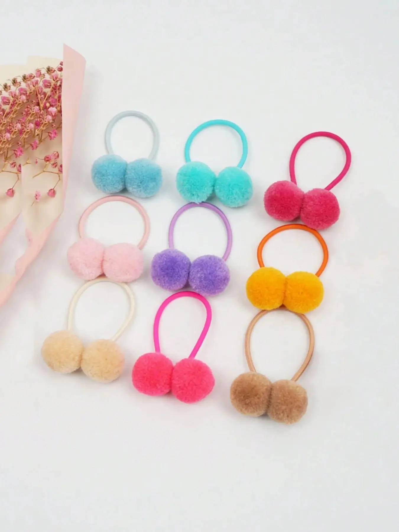 Colorful Dual Fluffy Hair Tie, Cute Plush Ball Hair Rope, Scrunchies, Ideal for Women's Daily Styling, Beauty, Home Decor, Hair Accessories