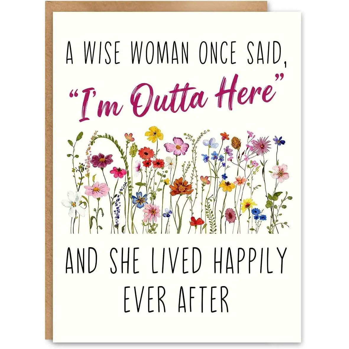 Funny Retirement Card for Women, Blank Inside, with Kraft Envelope and Gold Seal Sticker, Perfect Retirement Gift for HerGift