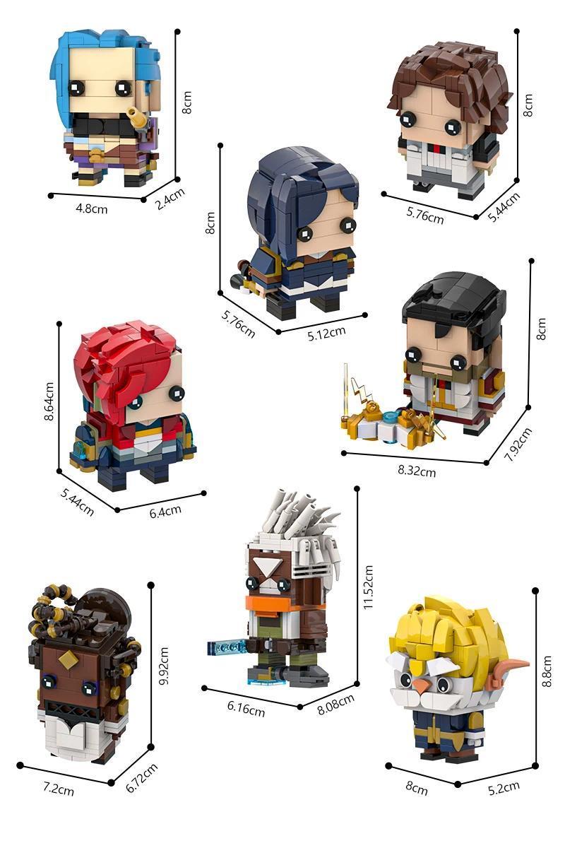 MOC Anime Arcanesed Figure Building Block Scientist Jayce Caitlyn Jinx Vi Warrior Hero Action Doll Brick Toy Gift