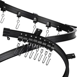 Black Bendable Ceiling Track, Curved Ceiling Track for Curtains, Room Divider Ceiling Track Rail System with(2 m/ 6.6 ft)