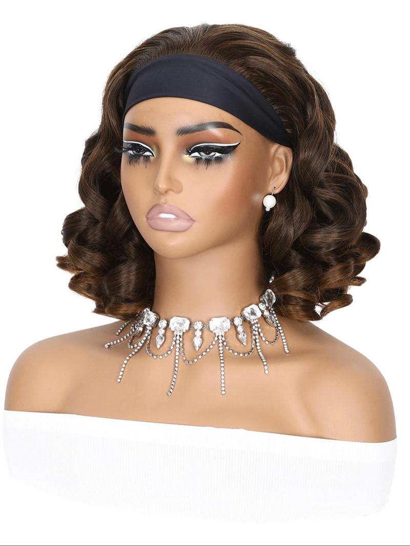 14 Inch Fashionable Plain Color Curly Wigs for Women, Gorgeous Fluffy Wigs with Band, Synthetic Full Machine Wigs for Party, Daily Use, Wavy Wigs