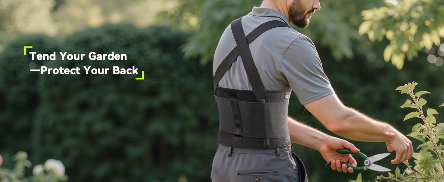 Work Back Brace for Men & Women, Adjustable Lower Back Support Belt with Suspenders, Heavy Duty Lumbar Support for Lifting, Construction, Warehouse Work, Pain Relief Safety Gear for Daily Use