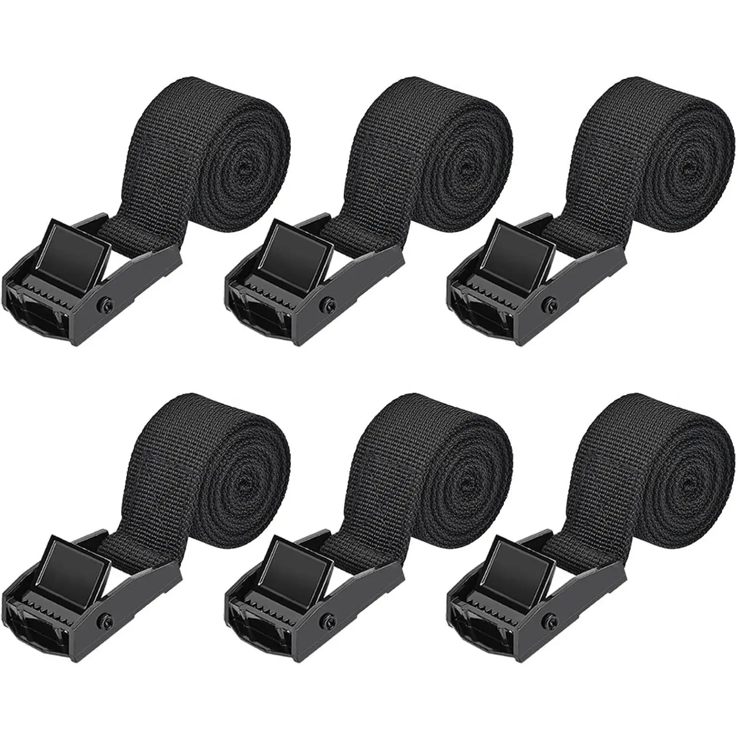 Straps 6 Pcs Lashing Ratchet Strap 1" x 3.3' Cam Cinch Straps for Cargo, Trucks, Luggage, Trailer, Motorcycle (Black)