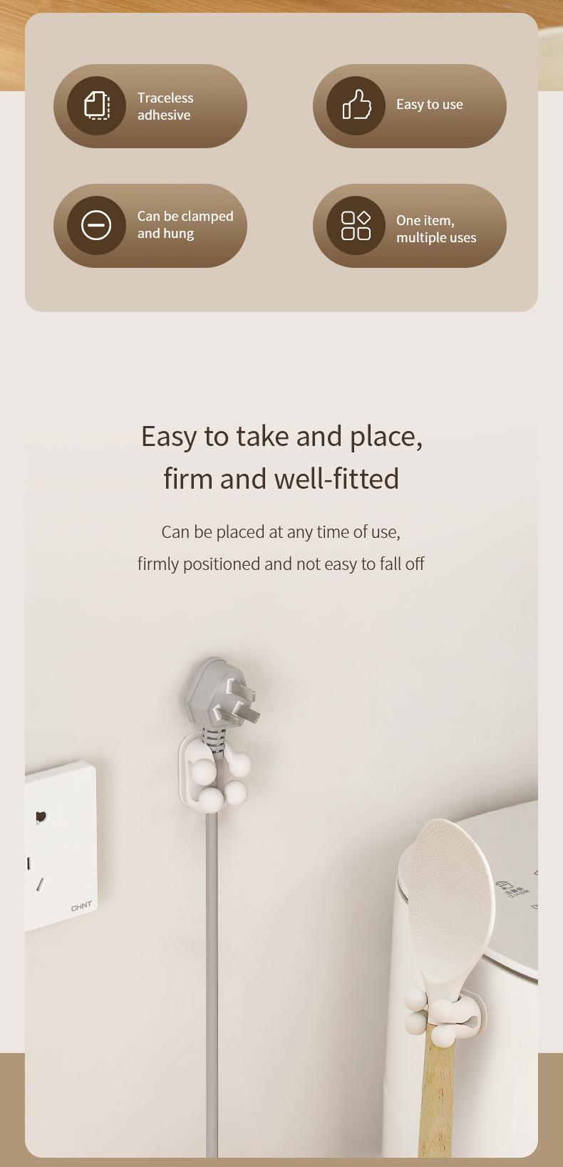 FaSoLa multi-purpose no-nail, traceless hook, multifunctional wall and kitchen hook, universal silicone hook for office use