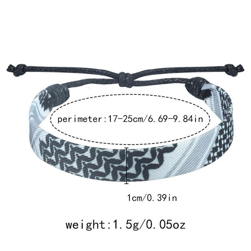 Palestine Kuffayah Braid Bracelet, Adjustable Braided
