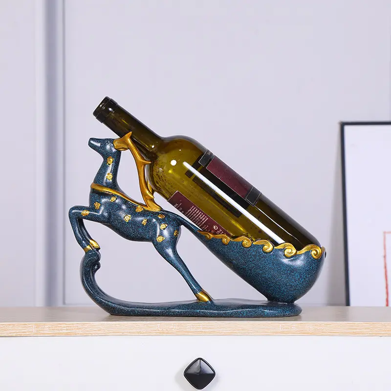 European-style creative resin craft sleigh deer wine rack home living room wine cabinet decoration