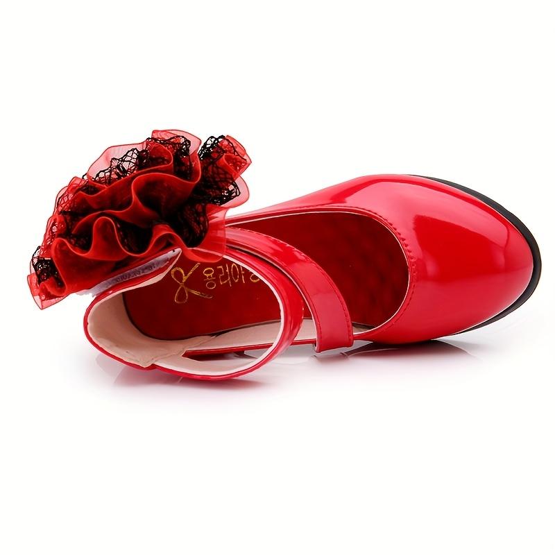 (New) Girls' Elegant Floral Mary Jane Footwear - Glamorous Girly Closed-Toe Flat Shoes, Comfortable Non-Slip Dress Shoes for Performance, Parties (Spring Summer)