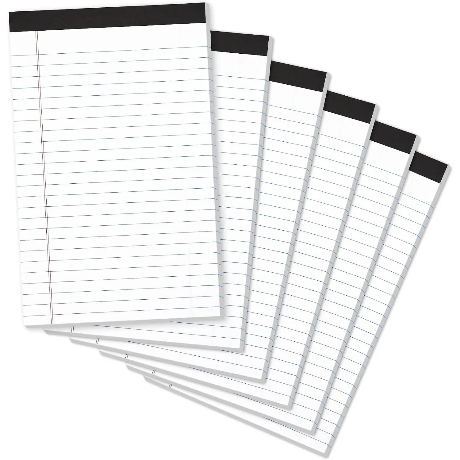Legal Pads 5x8, 6 Pack Small Note Pads for Work, College Ruled, 30 Sheets Per Writing Pad, Lined White Paper, Take Notes with 5x8 Notepad for Office, School
