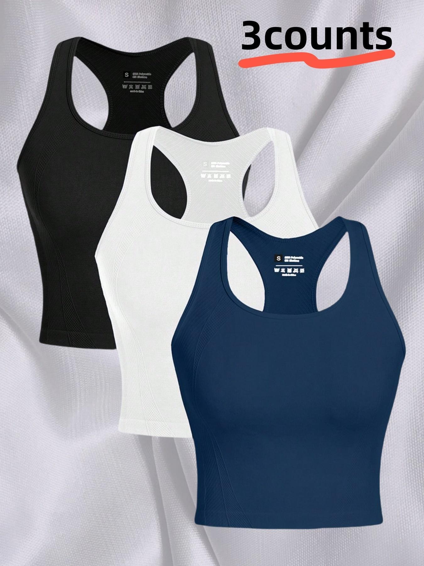 3-piece Women's Outdoor Sports Tank Tops, Sleeveless Sports Wear for Running, Yoga and Fitness