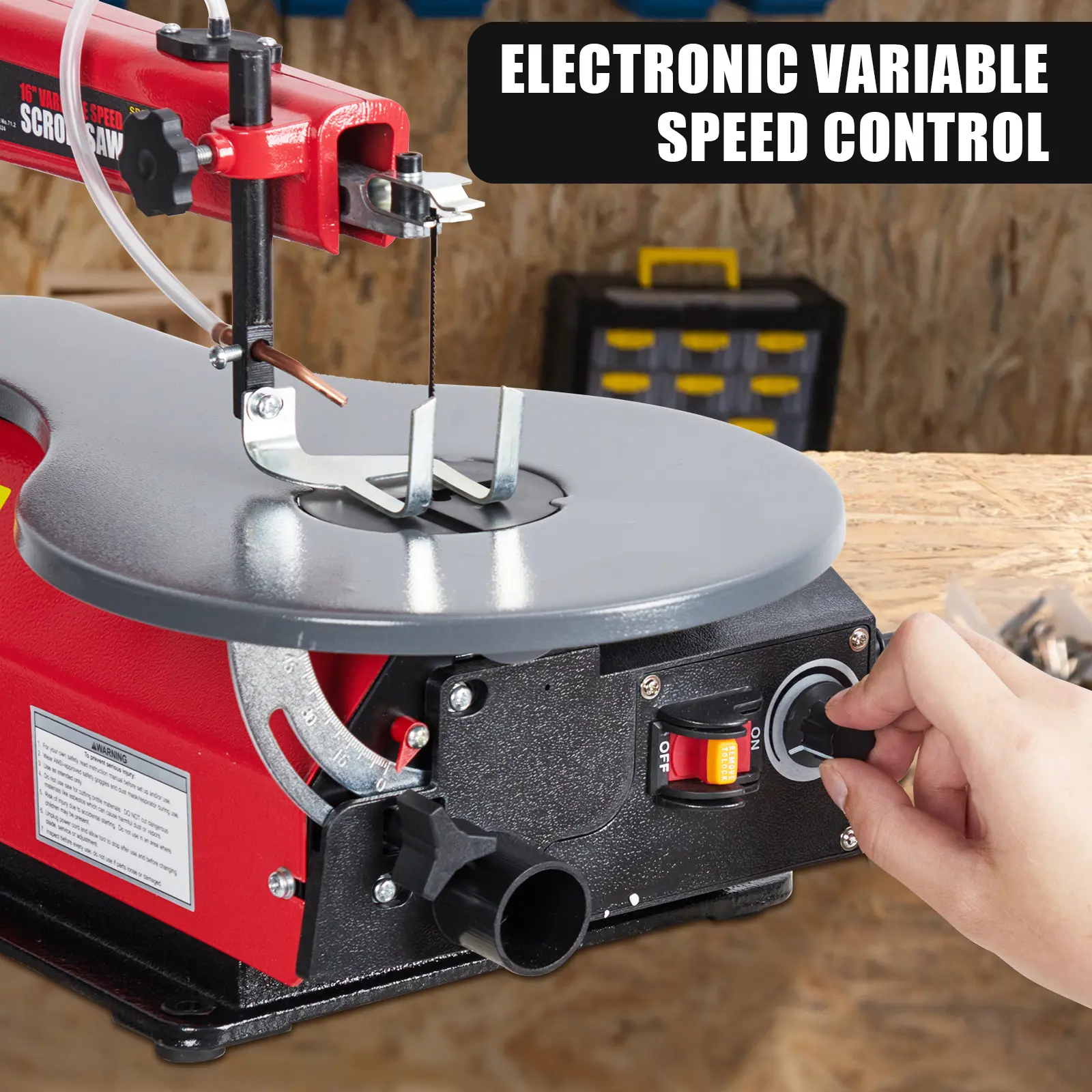 16-Inch Adjustable Speed Scroll Saw – Extra-Large Adjustable Tilting Work Table with LED Light – Precision Industrial Electric Saw for Woodworking