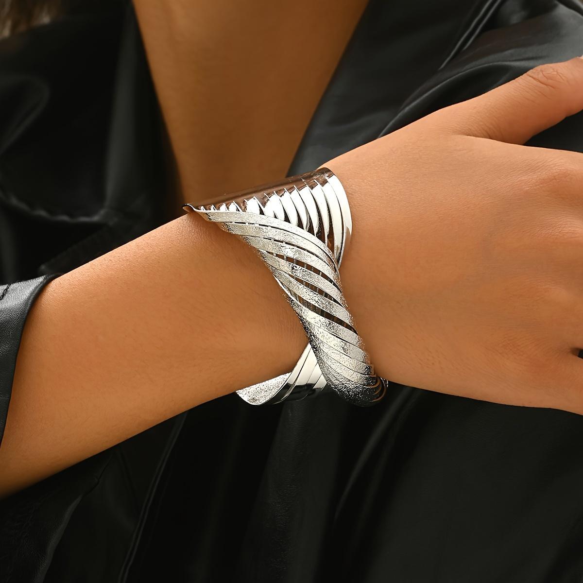 Gold Plated Hypoallergenic Matte Twist Wide Bangle for Women Bohemian Stackable Minimalist Neutral Jewelry