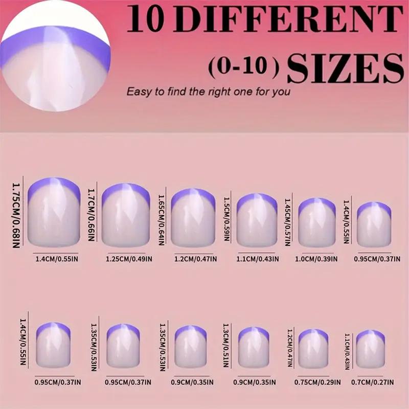 144Pcs Square Press on Nails Short - Rainbow Six Colors French Tip Design Extra Short Fake Nails Press ons, Vibrant Colors Full Cover Artificial Nails Glossy Cute Nails for Women Girls Manicure Nails Decoration and  Salon