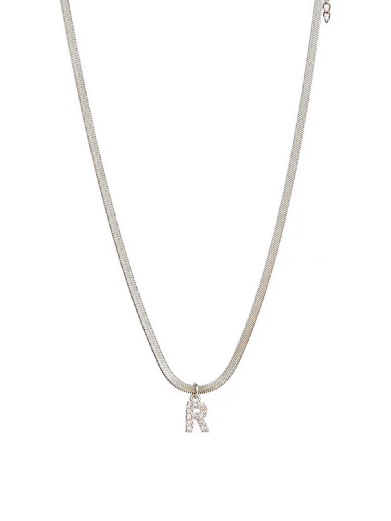 Fashion Letter Design Copper Pendant Stainless Steel Chain Necklace for Women, Elegant Rhinestone Necklace, Fashion Jewelry for Party, Daily Clothing Decor, Trendy All-match & Exquisite Jewelry for Birthday Gift