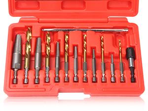 Optimized Screw Extractor and Left-Hand Drill Bit Kit, Broken Bolt Remover Reverse Cobalt HSS Steel Drill Set, Stripped Rounded-Off Damaged Bolts Removal Tool, 14-Piece Easy Out Kit for Screws & Studs, Durable Reusable Extraction Solution hand tool