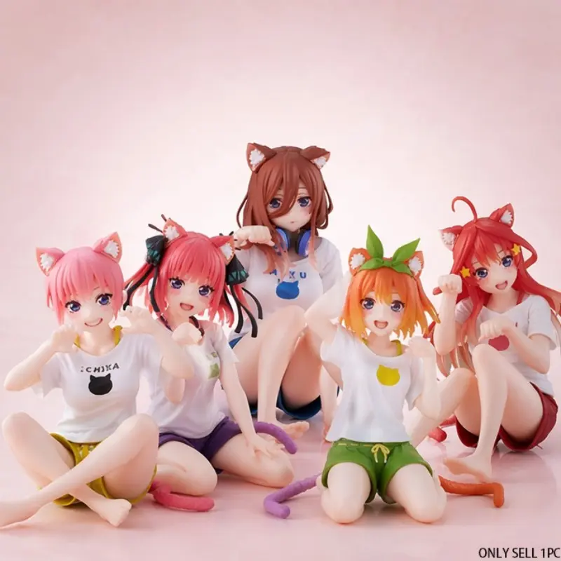 Five Sisters Cat Ear Figurines, Nishino Ichika, Nishino Miku, Nishino Yotsuba, Inoue Takina, Cute PVC Collectibles, Home Decor, Cute Together Figures