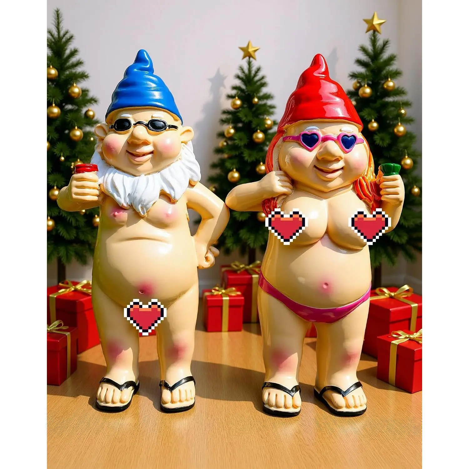 2 count Garden , 4.7 Inch Outdoor Statues, Funny Garden  Decorations for Yard, Lawn, Patio,   Decor Gifts for Woman, Man, Easter, Halloween, Christmas, Housewarming