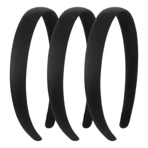 3 Pcs Satin Hairbands Solid Wide Padding Headband No Teeth Thick Simple Hair Hoop Seamless Lightweight Hair Accessories for Teen Girls Women