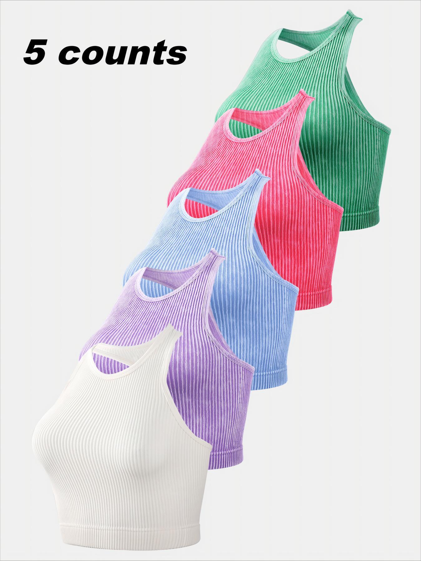 Women's Solid Racerback Sports Tank Top, Casual Sleeveless Round Neck Top for Yoga Gym Workout Running, Ladies Sportswear for Spring & Fall, Gym Outfits