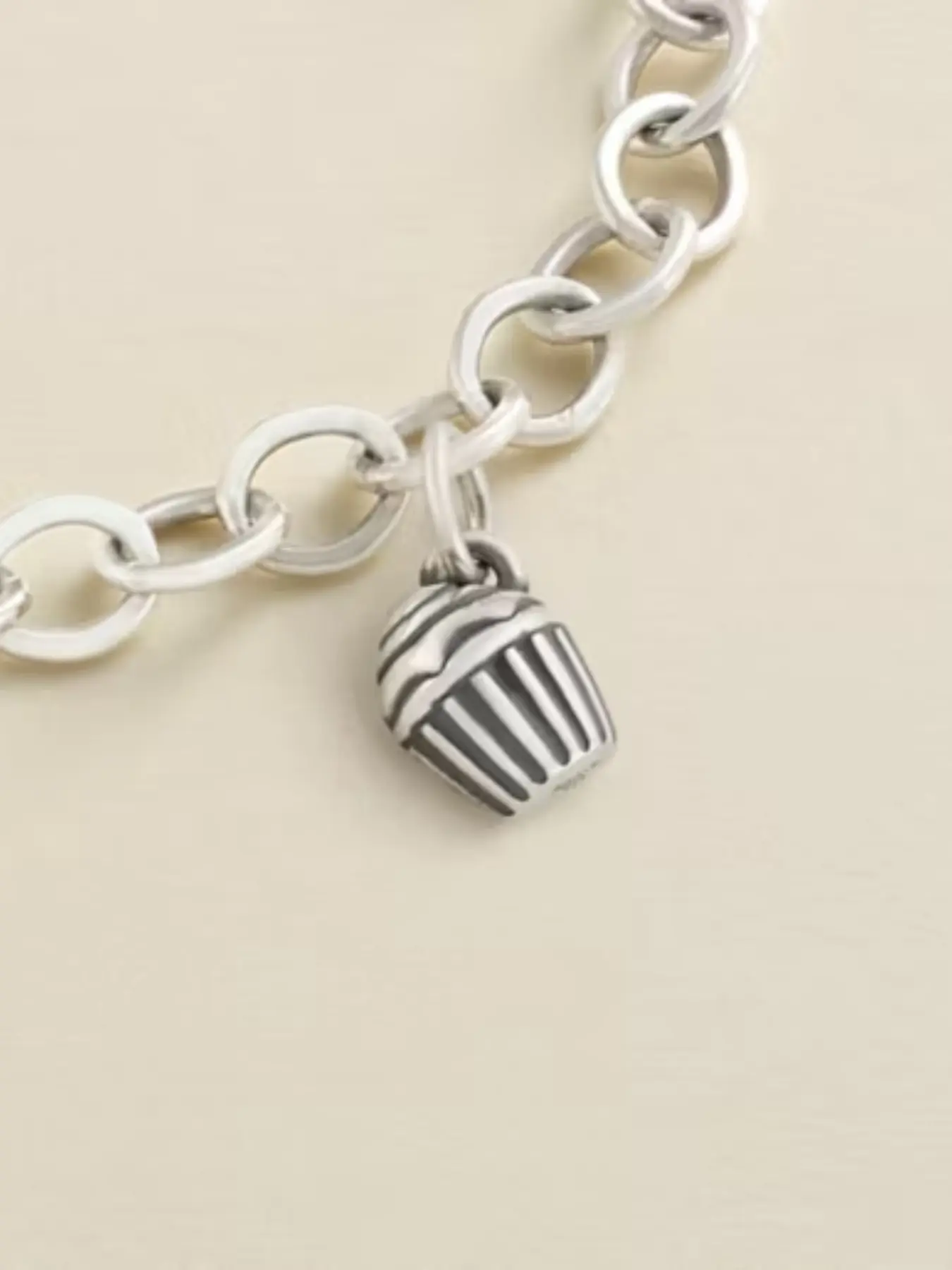 James Avery Charm S925 Sterling Silver Cupcake Dangle Charm, Dessert Sweet Food Birthday Pendant, DIY Jewelry Making for Bracelet Necklace
