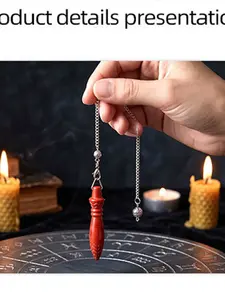 Natural Stone Crystal Pendulum Pendant, Hand Carved Yoga Meditation Tool, Adjustable Karnak Stone Pendulum, Perfect Gift for Family Friends
