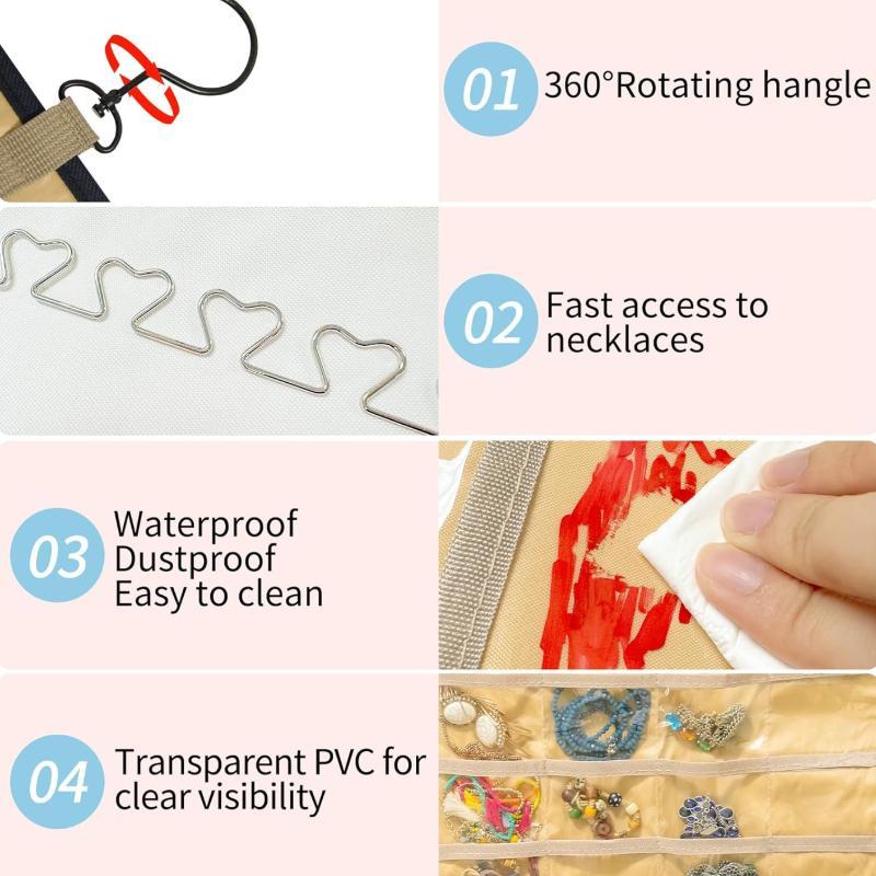 Jewelry Storage Bag, 1 Count Double Sided Jewelry Organizer, Dustproof Durable Storage Organizer Jewelry Storage Bag for Earrings, Bracelet, Necklace, Ring, Home Organizer, Jewelry Storage Unit